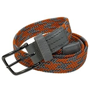 Orvis Voyager Belt Mens 38 Orange Gray Woven Stretch Braided Leather
